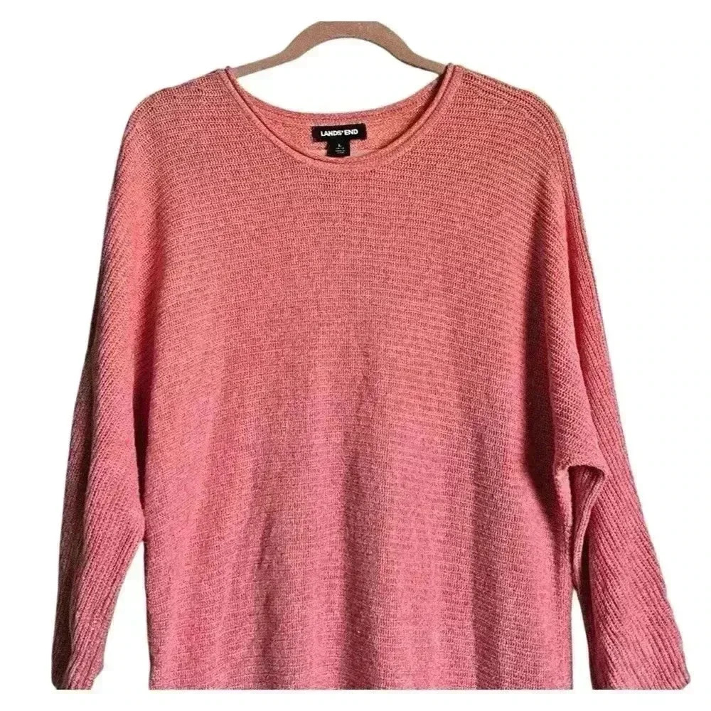 Lands' End Sz‎ L Cotton Linen Blend Sweater Dress Cruise Coastal Preppy - Picture 8 of 12